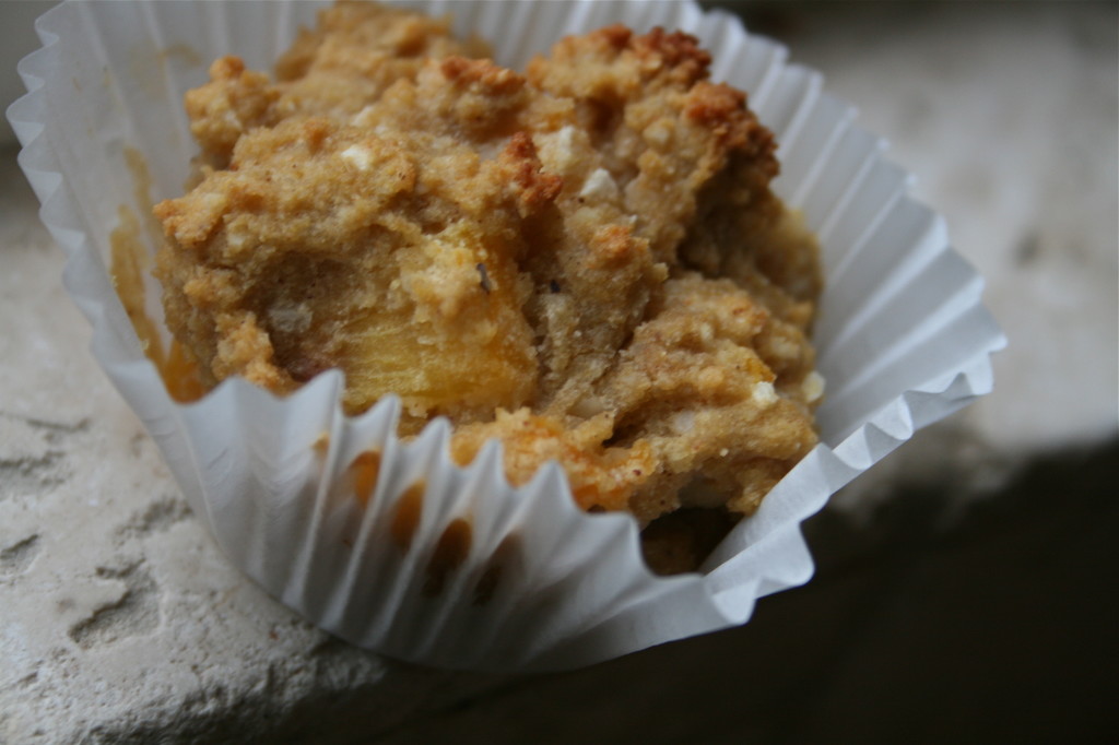 Peach Mango Coconut Cornbread Muffins