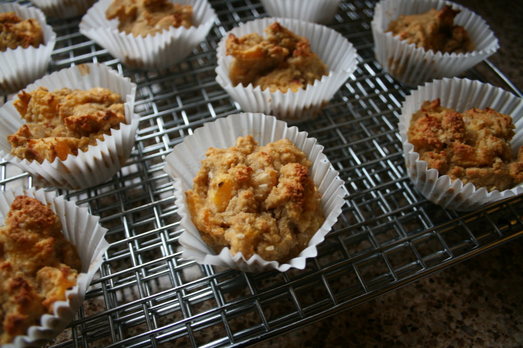 Peach Mango Coconut Cornbread Muffins
