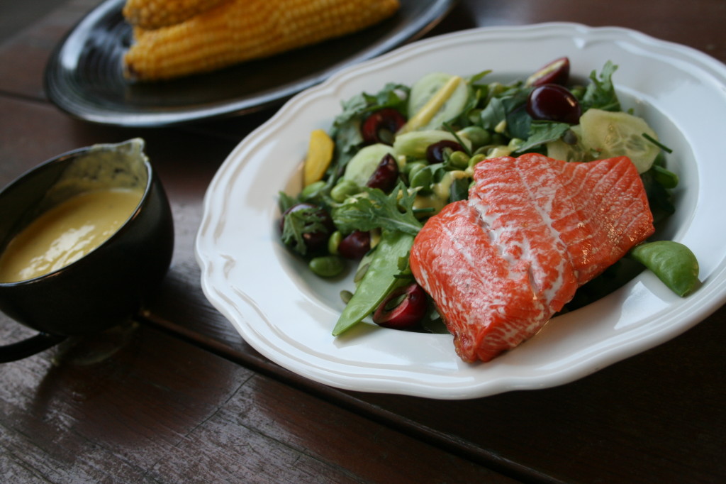 Cherry Edamame Salad with Peach Dressing