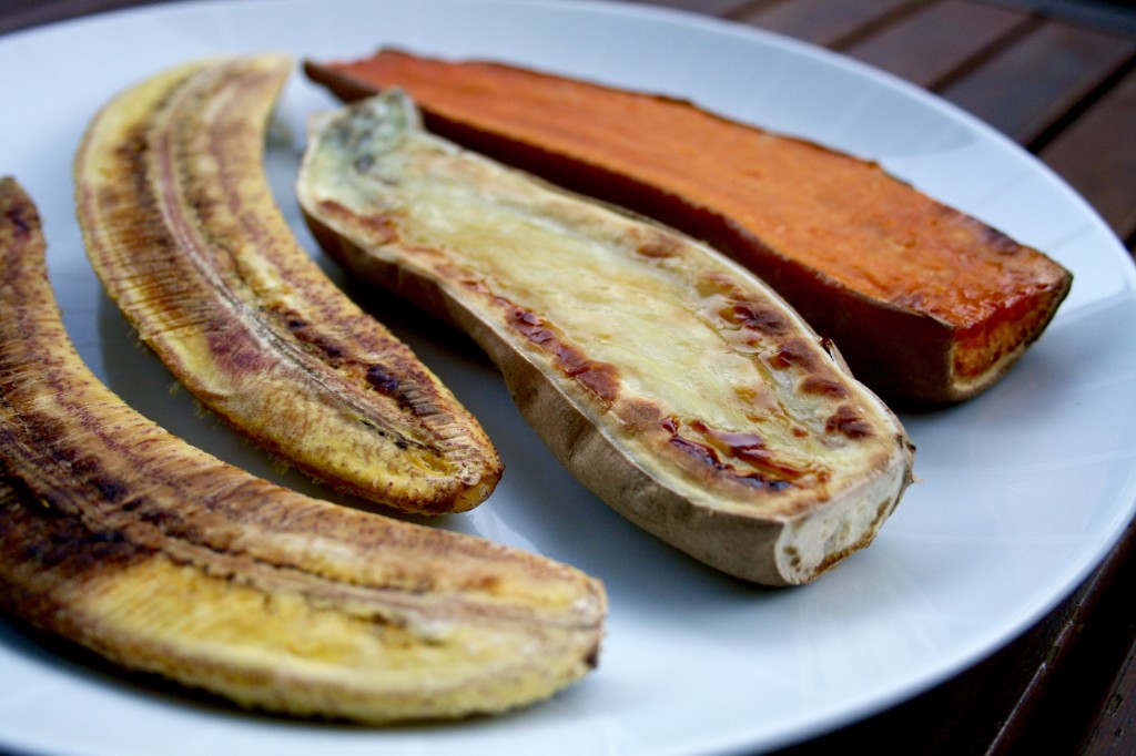Roasted plantain, sweet potato and yam