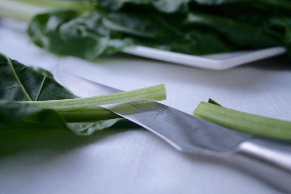 Preparing swiss chard for wraps