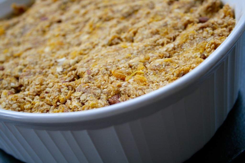 Apple Pear Crisp with Pumpkin Hazelnut Maple Topping