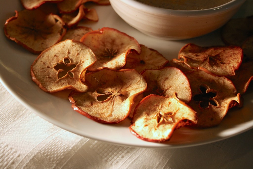 Spiced Apple Chips with Almond Yogurt Dip