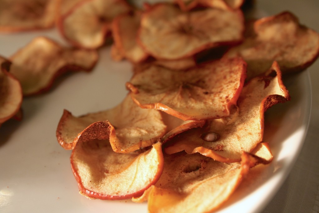 Spiced Apple Chips with Almond Yogurt Dip