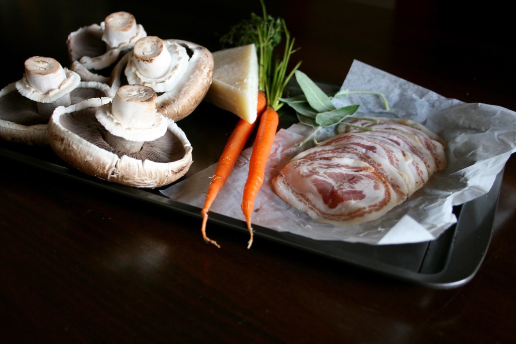 Pancetta Pecorino Wild Rice Stuffed Portobellos