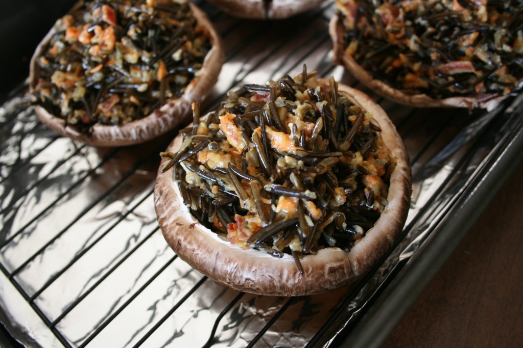 Pancetta Pecorino Wild Rice Stuffed Portobellos