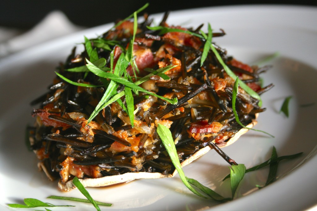 Pancetta Pecorino Wild Rice Stuffed Portobellos