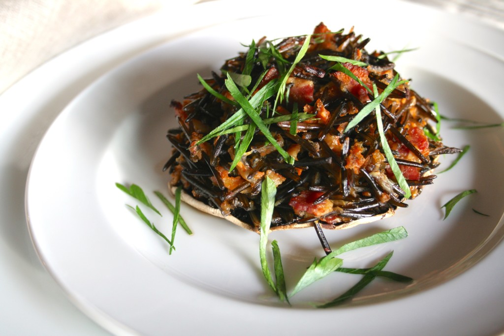Pancetta Pecorino Wild Rice Stuffed Portobellos
