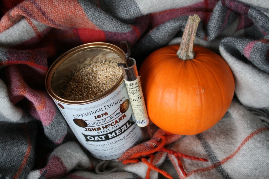 Vanilla Pumpkin Steel Cut Oats with Ginger Orange Poached Pears