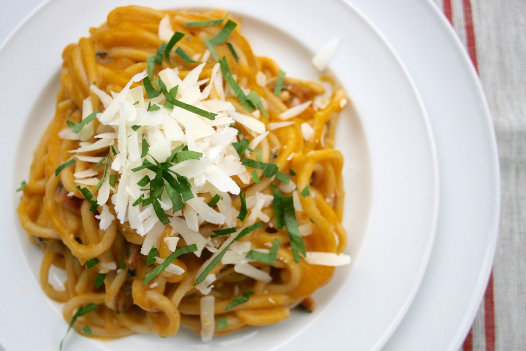 Butternut Squash Bacon Spaghetti