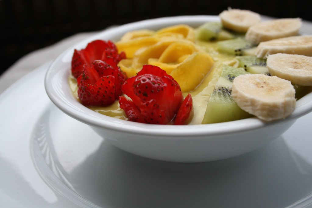 Tropical Smoothie Bowl with Fruit Roses