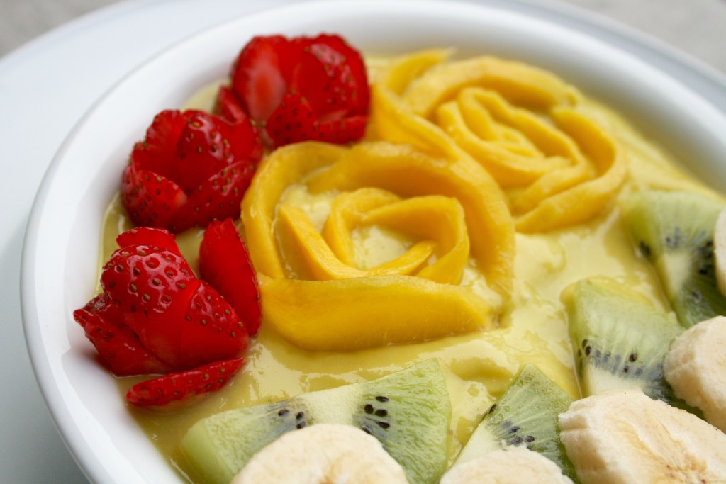 Tropical Smoothie Bowl with Fruit Roses
