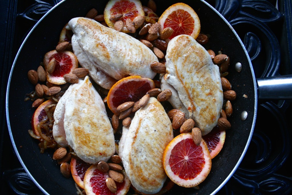 Blood Orange Chicken with Honey Rose Glaze and Almonds