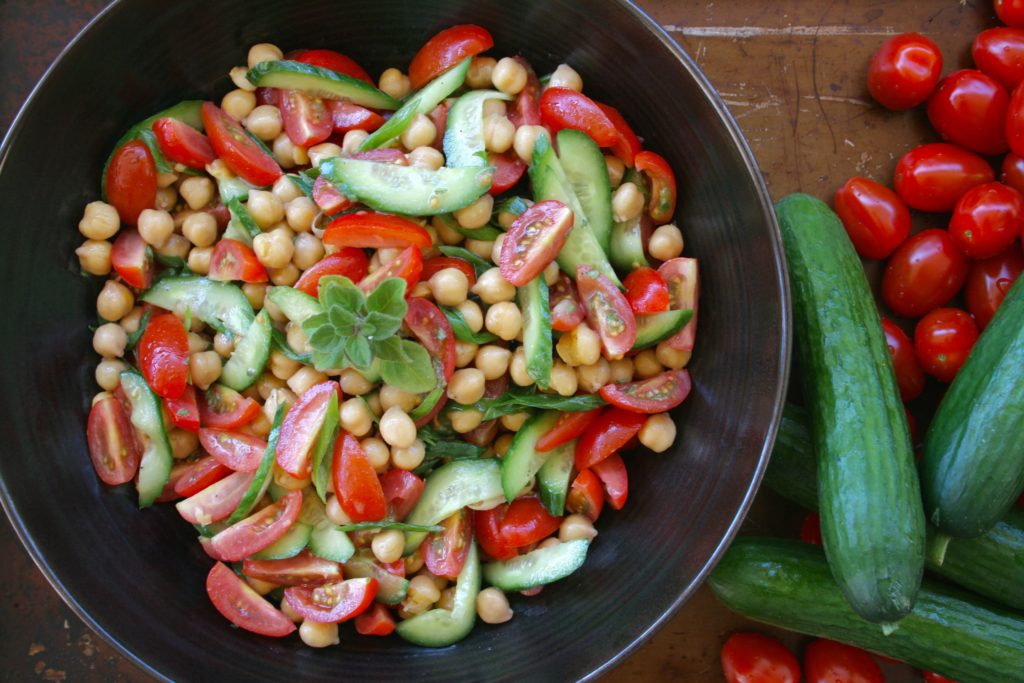 Cherry Tomato, Cucumber and Chickpea Salad