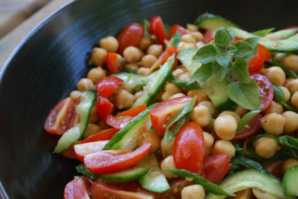 Cherry Tomato, Cucumber and Chickpea Salad