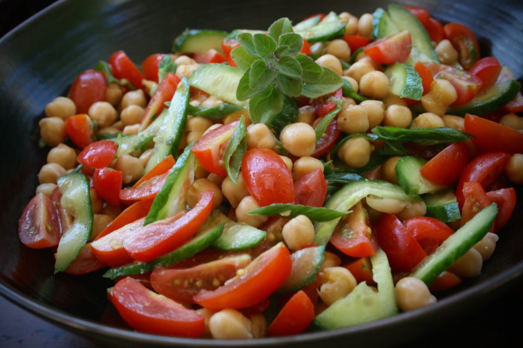 Cherry Tomato, Cucumber and Chickpea Salad