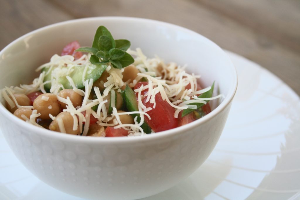 Cherry Tomato, Cucumber and Chickpea Salad