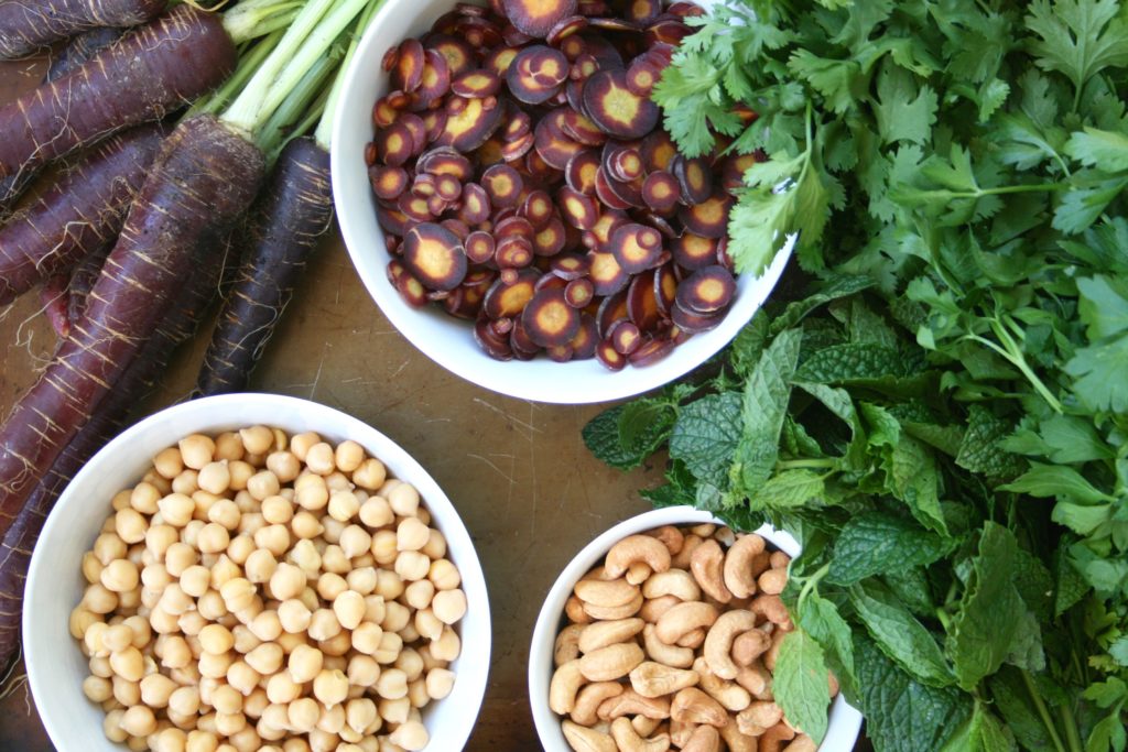 Creamy Carrot Chickpea Cashew Salad