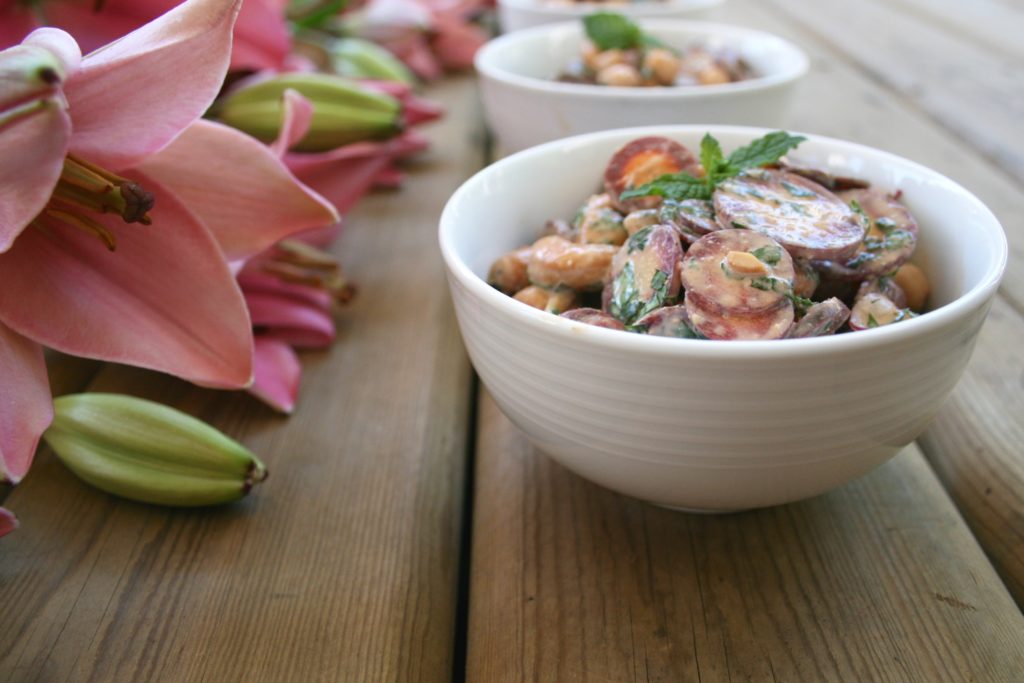 Creamy Carrot Chickpea Cashew Salad