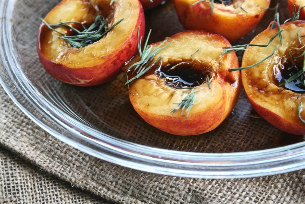 Baked Maple Balsamic Rosemary Nectarines