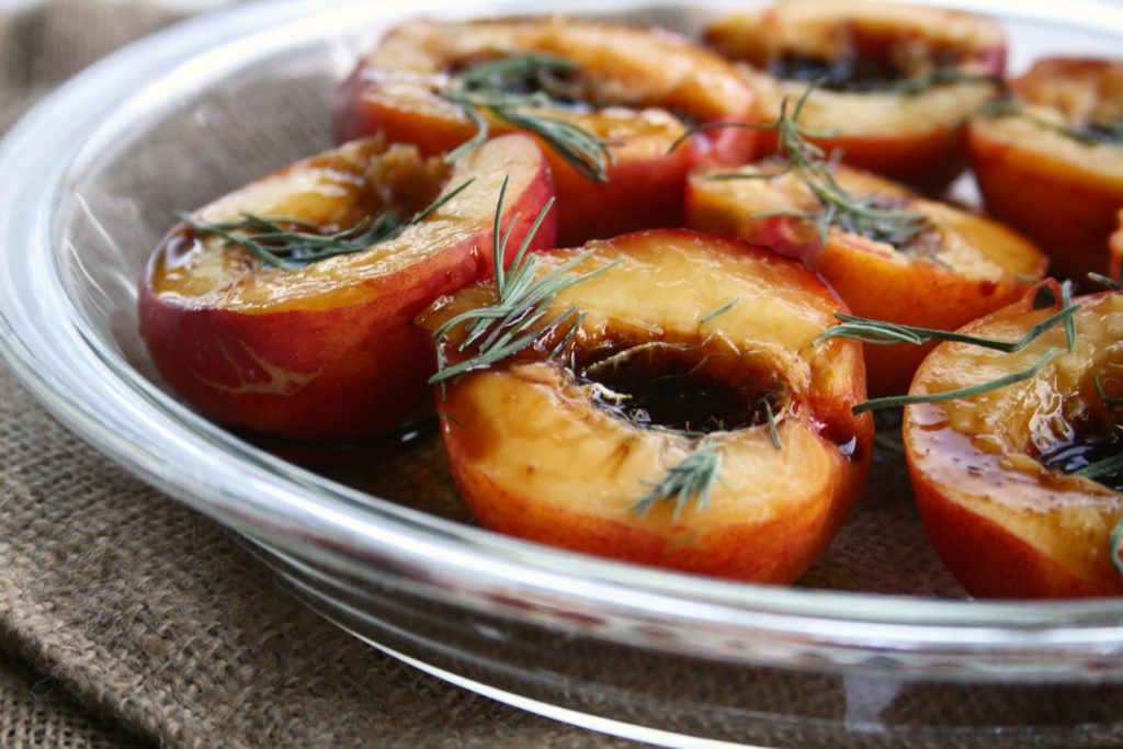 Baked Maple Balsamic Rosemary Nectarines