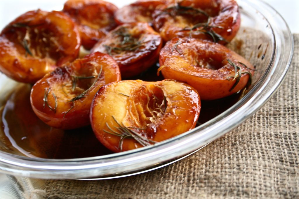 Baked Maple Balsamic Rosemary Nectarines