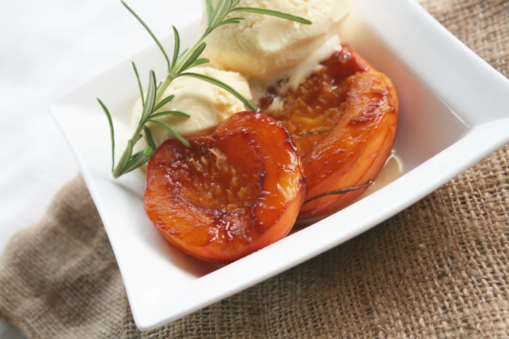 Baked Maple Balsamic Rosemary Nectarines