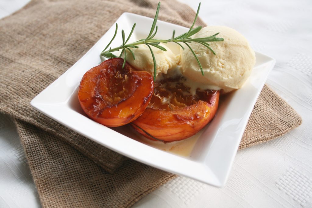 Baked Maple Balsamic Rosemary Nectarines