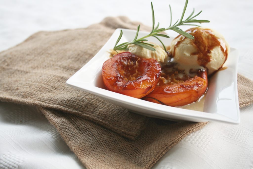 Baked Maple Balsamic Rosemary Nectarines