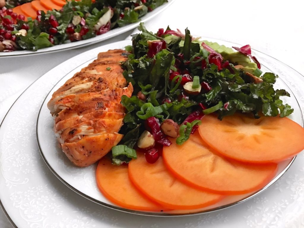 Persimmon Pomegranate Kale Salad